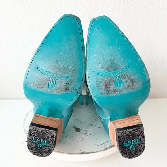 Lane SMOKESHOW Womens Cowboy Boots 9 Turquoise Blue Western Cowgirl Mid Calf - Picture 8 of 11